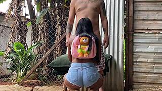 damn pretinha your tight young ass feels so good bouncing outdoors behind wife's back