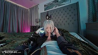 Silver Wolf Deeply Sucks Monster Cock Then Fucks Wild in Cosplay!
