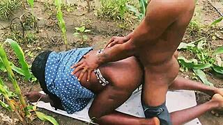 curvy country girl bent over in forest taking big black cock doggystyle deep