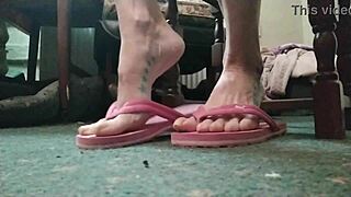 curvy exotic babe flaunts her huge talons and sexy flip flops