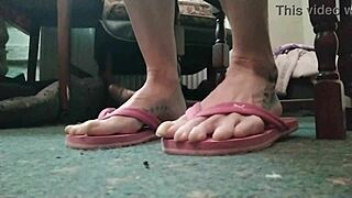 curvy exotic babe flaunts her huge talons and sexy flip flops