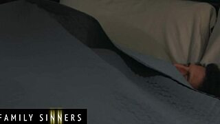 Stepdad spreads stepdaughter's legs fucks wet pussy fills her belly cum