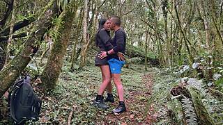 hermanastra's skinny tits cum-covered after rough forest cowgirl pounding