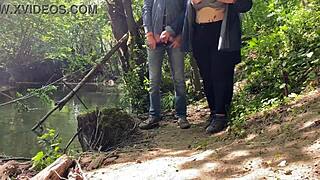 my busty mature mother in law gives the most amazing wet handjob outdoors