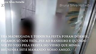 Bruna Silva hotwife takes bareback creampie from corno friend after party no condom