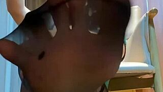 black silk feet tease under mahjong table with flirty footjob talk