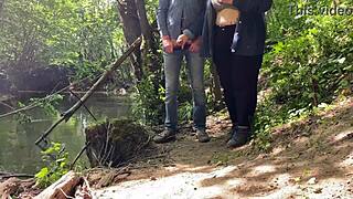 my busty mature mother in law gives the most amazing wet handjob outdoors