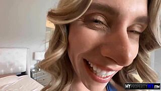 Blonde wife tempts brunette agent to share throbbing cock