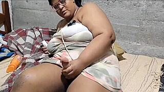 futanari stepson helps busty mature milf masturbate and squirt