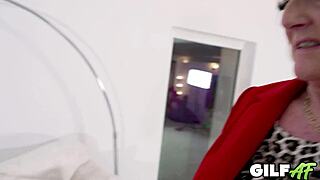 granny claire knight spanks the lad then rides his cock hard
