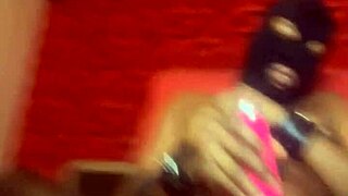 woman plays camel toe pussy with dildo toy until she squirts hard