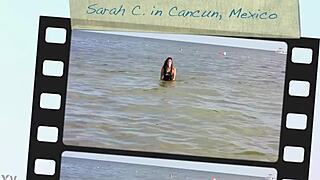 mexican sarah c struts malibu strings bikini and tank dress on beach