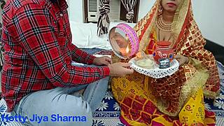 after karva chauth fast, husband pounds wife in missionary. homemade rough chudai unfolds deep!