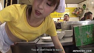 Fucking the oriental cook nasty in the kitchen back area.