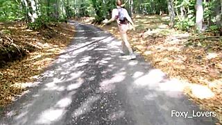 petite teen gets horny in public park. fucked hard in nearby woods outdoor