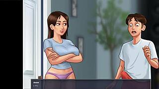 Summertime Saga - 被爆乳继母抓打飞机，哦不！😳