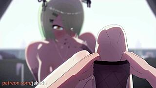 green head babe gets slammed hard in 3d hentai action.